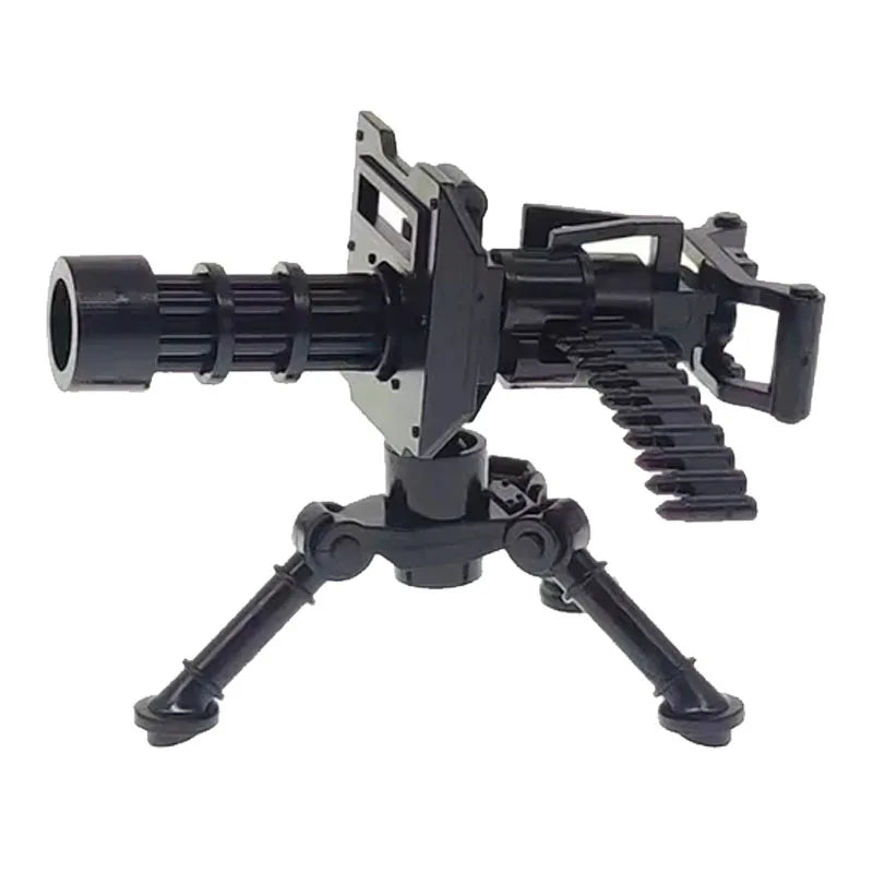 Military Building Blocks Soldier Set - Tactical Weapons Figures with Gatling Gun, Rifle, Mortar & Accessories Toy Kit