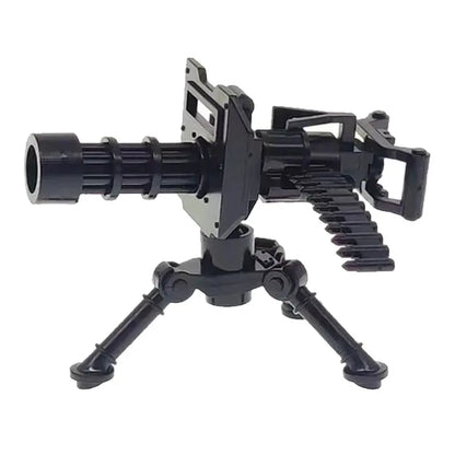 Military Building Blocks Soldier Set - Tactical Weapons Figures with Gatling Gun, Rifle, Mortar & Accessories Toy Kit