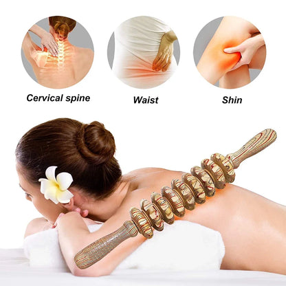 Curved Wooden Cellulite Roller – Body Shaping Massage Tool for Stomach & Lymphatic Drainage Therapy