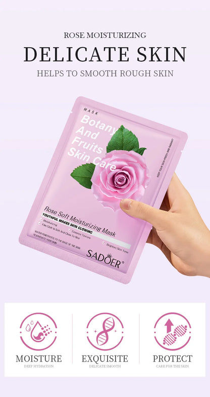 8PCS Natural Plant Facial Masks – Korean Skincare Hydrating, Moisturizing & Firming Face Care Set