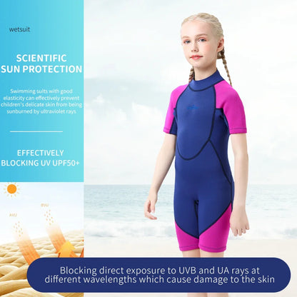 Children's 2mm/3mm Neoprene Wetsuit – One-Piece Long Sleeve Diving Suit for Cold Protection, Sunscreen, Surfing, Swimming & Snorkeling
