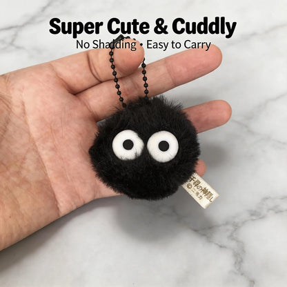 Black Plush Matchstick Doll Keychain - Cute Pompom Backpack Pendant and Clothing Accessory