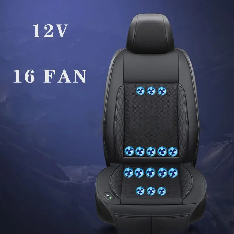 12/24V Car & Home Ventilation Massage Seat Cushion — Breathable Cooling & Heated Massage Pad