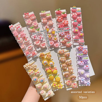 50PCS Cute Cartoon Hair Ties - Random Mini Elastic Hair Bands for Girls, Everyday Hairstyles, and Hair Accessories