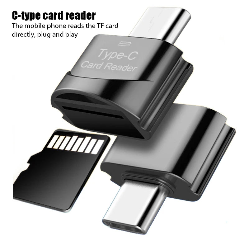 Type C to TF/Micro-SD Card Reader Adapter - OTG High Speed Mini Smart Memory Card Reader for Samsung, Huawei