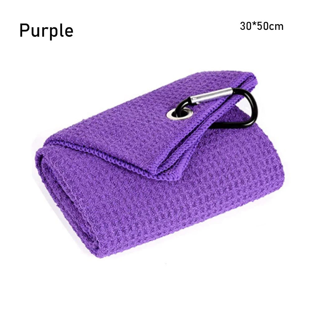 Microfiber Golf Ball Towel - 8 Colors Cleaning Towel with Carabiner Hook for Golf Clubs and Accessories