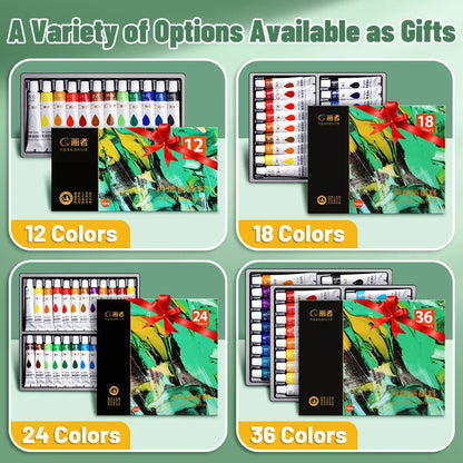 Vibrant Acrylic Paint Set – 12/18/24/36 Colors (12ml) for Paper, Wood, Canvas, Rock, Ceramic, Clothes & DIY Art