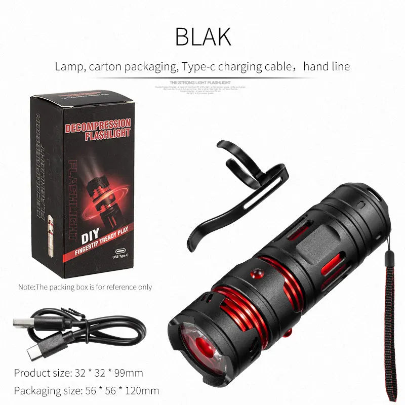 Mini EDC Rechargeable Flashlight - Compact Pocket Torch for Camping, Hiking, Fishing & Emergency Use