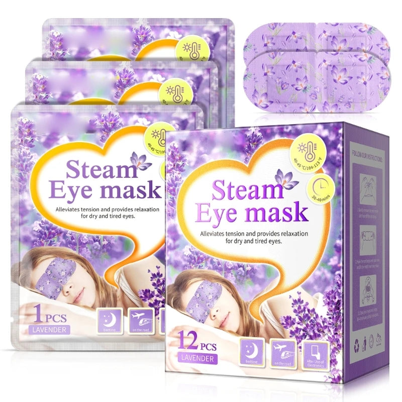 12-Pack Self-Heating Eye Masks – Disposable Lavender Moisturizing Heat Pads for Sleep & Daily Eye Care