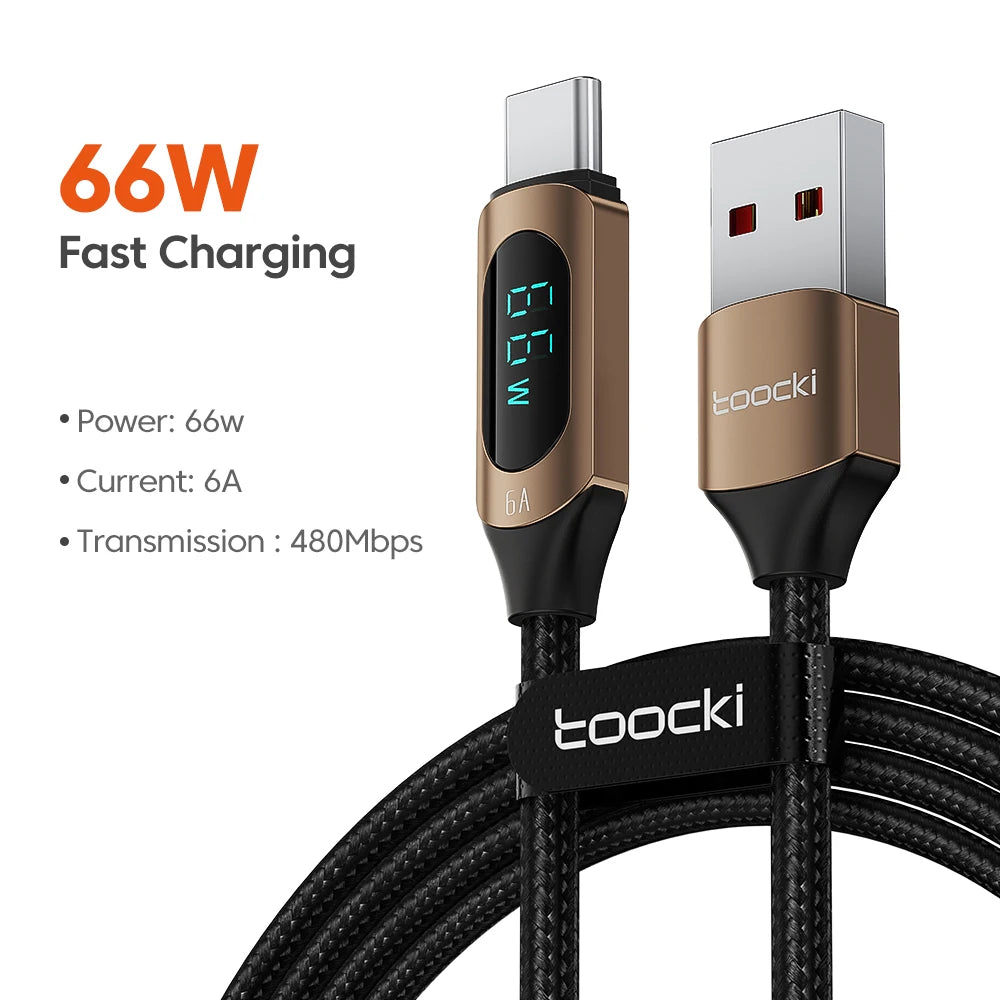 Toocki Type-C to Type-C Cable – 100W PD Fast Charging & Display Cable for Xiaomi POCO F3, Realme, MacBook, iPad
