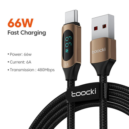 Toocki Type-C to Type-C Cable – 100W PD Fast Charging & Display Cable for Xiaomi POCO F3, Realme, MacBook, iPad