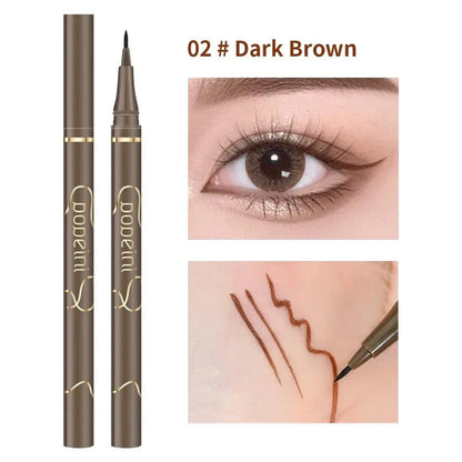 Waterproof Quick-Dry Liquid Eyeliner — Ultra-Fine Matte Black & Brown, Long-Lasting Silkworm Eye Makeup Gift