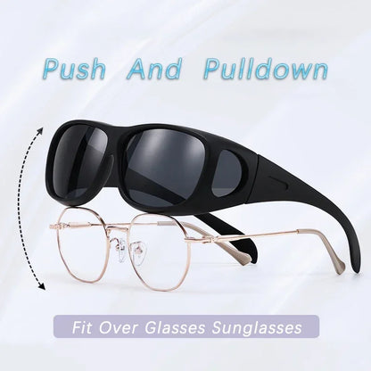 Polarized Fit-Over Sunglasses - Wrap Shield Goggles for Driving, Fishing & Sports, Includes Night Vision