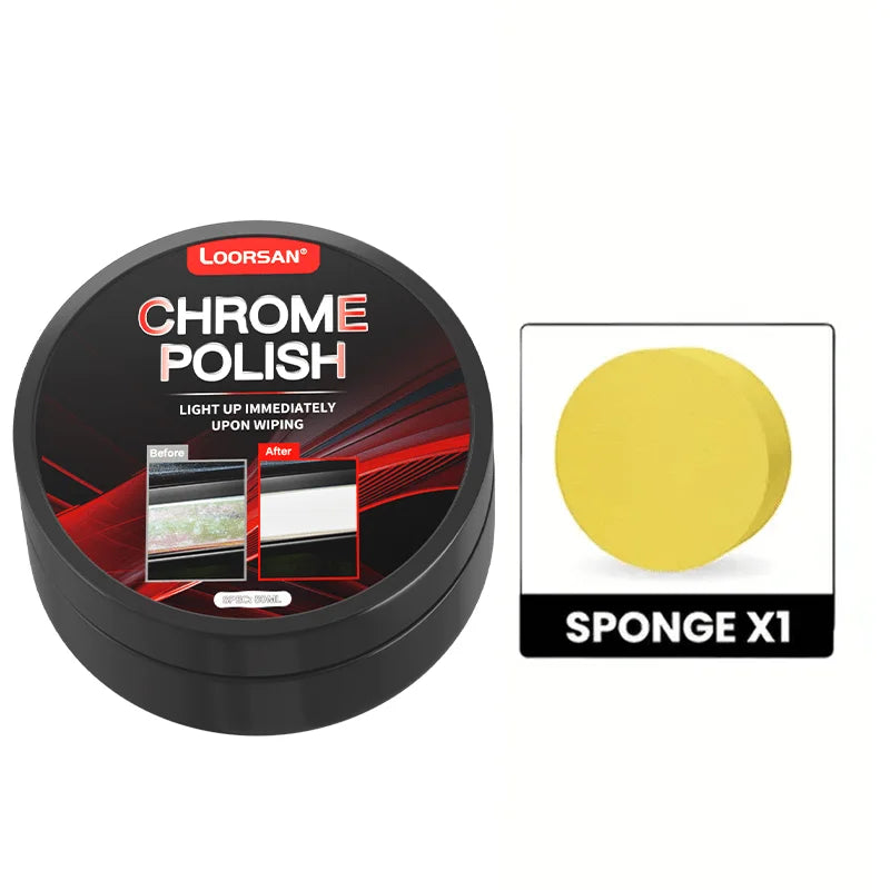 Chrome Restoration Paste for Vehicles - Oxidized Trim & Emblem Cleaner with Application Sponge