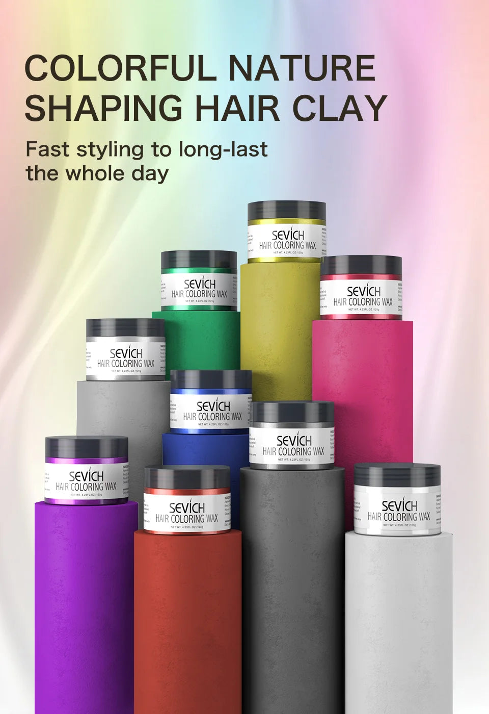 Temporary Hair Color Wax Kit – Washable Instant Hair Dye Cream for Men, Women & Kids, Party Cosplay, Blue, Purple, Red, Green