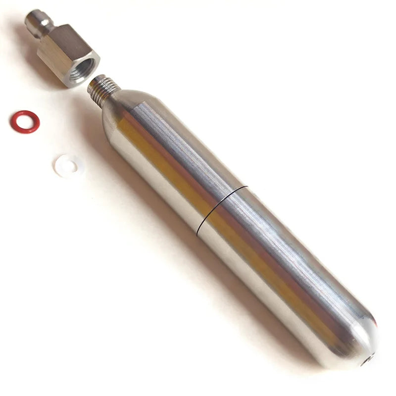 3/8-24UNF CO2 Cartridges – High Pressure Stainless Steel Rechargeable Cylinder for Oxygen Training, Scuba & Rescue Vest