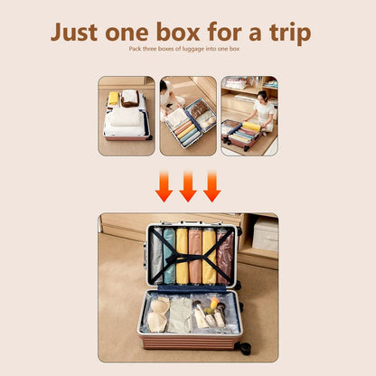 4pcs Reusable Transparent Vacuum Bags — Folding Compressed Space-Saving Storage for Clothes & Travel