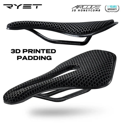 RYET 3D Printed Bike Saddle – Ultralight Carbon Fiber Hollow Seat for MTB, Gravel & Road Cycling Comfort & Breathability