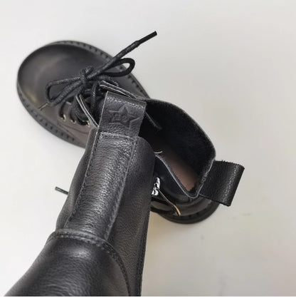 Careaymade 100% Genuine Leather Wide Casual Women’s Short Boots – Big Size, Handmade Men’s Wool Boots