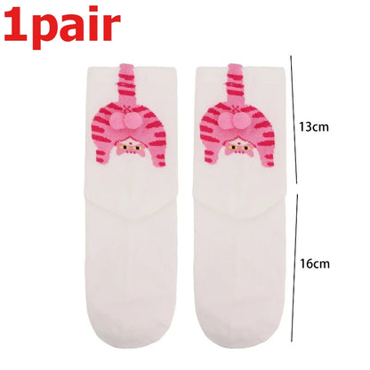 Funny 3D Cat Socks - 4-Piece Set of Quirky Cotton Cartoon Crew Socks for Gifts