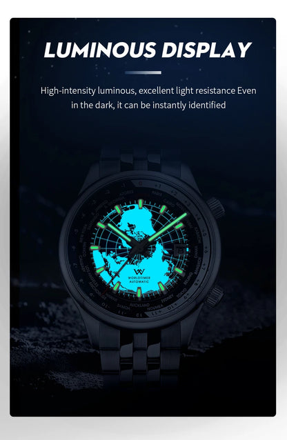 WM Welly Merck Automatic Mechanical Men’s Watch — High-Quality Sapphire, World Time, WM057 Luxury Timepiece
