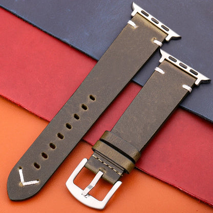 Genuine Leather Apple Watch Strap – Compatible with Series 7, 6, 5, 4, SE (40mm–49mm) for Men & Women