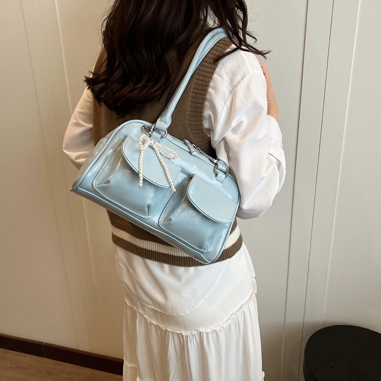 Fashionable Underarm Bow Pillow Bag for Women – 2024 Korean Edition Simple Trendy Shoulder Bag