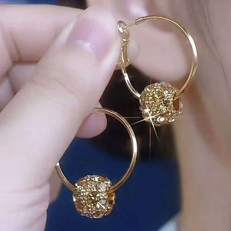 French Retro Drop Earrings – Glazed Semi-Circular Zircon Inlaid Luxury Earrings for Women, Perfect Party Jewelry