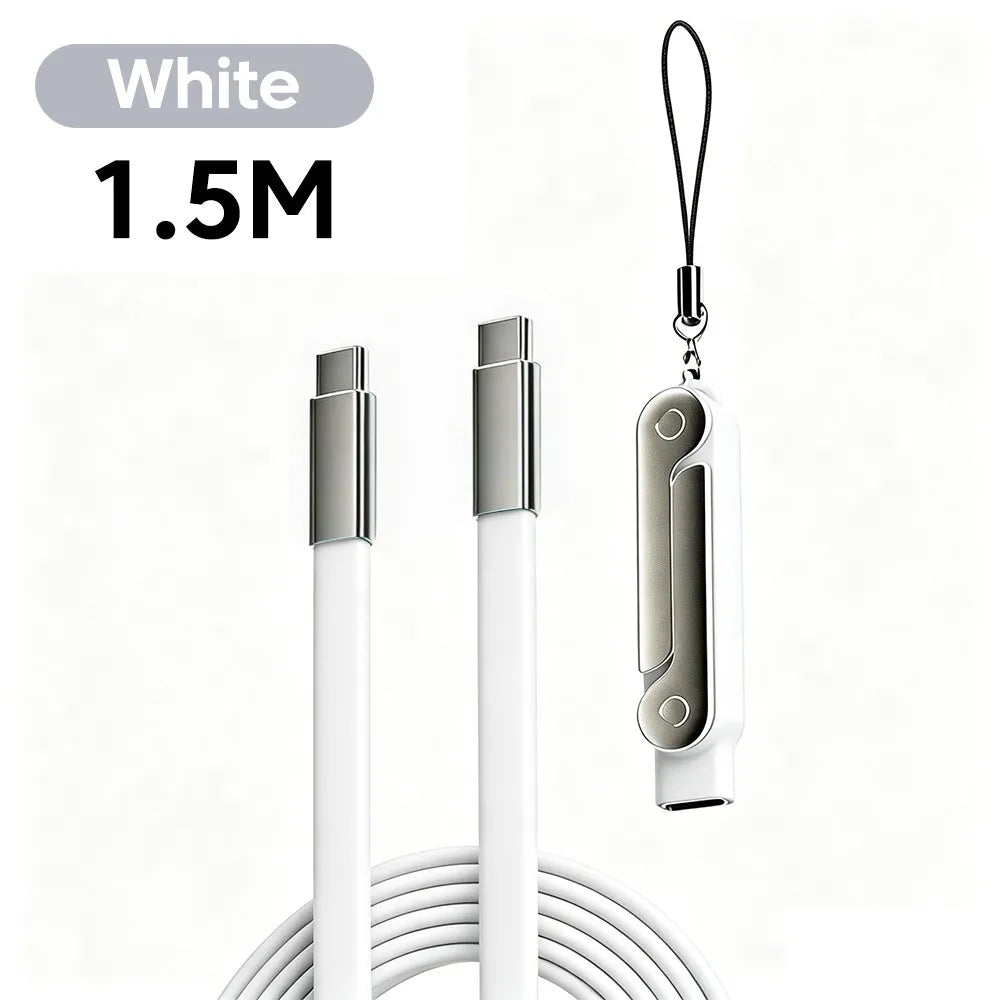2-in-1 Foldable Phone Holder with USB-C to USB-C 240W Fast Charging Cable – Dual PD High-Speed Data & Charging Stand Cable for Mobile Devices