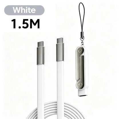 2-in-1 Foldable Phone Holder with USB-C to USB-C 240W Fast Charging Cable – Dual PD High-Speed Data & Charging Stand Cable for Mobile Devices