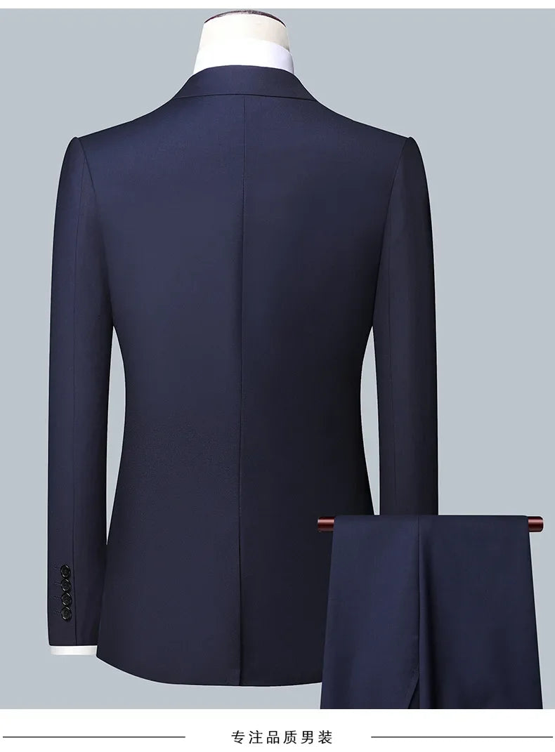 2024 Men's 3-Piece Suit Set – Blazer, Vest & Trousers | Formal Business & Wedding Outfit M-6XL