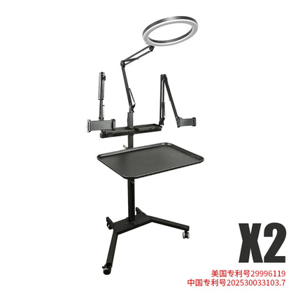TAIDU Tattoo Workstation – Foldable LED Light 60W with Phone Holder, Tray Table, Nail Lamp & Tattoo Work Cart