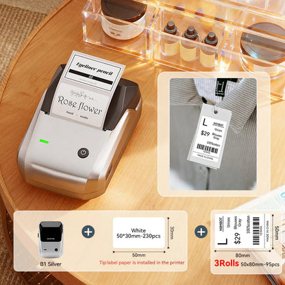 NIIMBOT B1 Portable 2-Inch Thermal Label Printer with Adhesive Tapes Bluetooth Mini Sticker Maker for Smartphone & PC