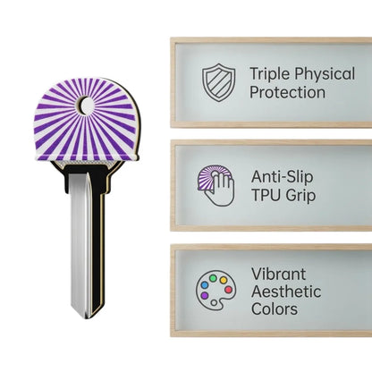 6Pcs Silicone Key Covers - Round Flower Pattern Non Slip Key Identifier and Protective Keychain Accessories