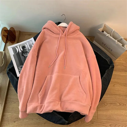 Women's Fleece Hoodie - Loose Long-Sleeve Pullover Sweatshirt for Autumn & Winter