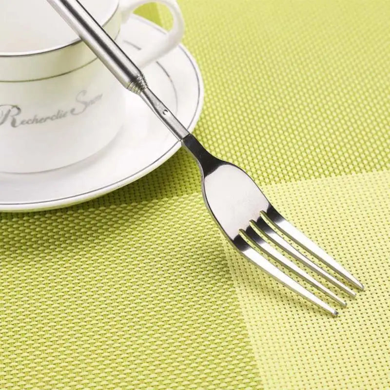 Telescopic BBQ Extendable Fork - 64CM Long Handle, Multipurpose Dinner and Fruit Fork for Meat and Desserts, Kitchen Accessory