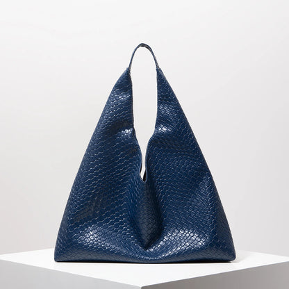 Women's Retro Artificial Leather Woven Shoulder Bag – Large Capacity Tote, Casual Armpit Bag, Daily Work & Shopping Bag (Random Pattern)