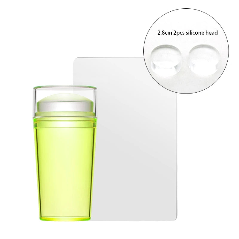 Clear Jelly Nail Stamper Set - Silicone Nail Art Stamp Tool with Scraper for Manicure Designs