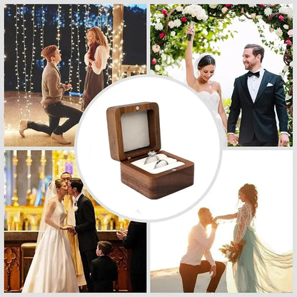 Personalized Walnut Wooden Ring Box - Custom Name Engagement & Wedding Anniversary Gift
