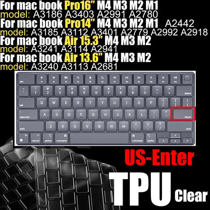 TPU Ultra-Thin MacBook Keyboard Cover - Clear Protector for MacBook Pro & Air 13/15-Inch M1–M4 Models