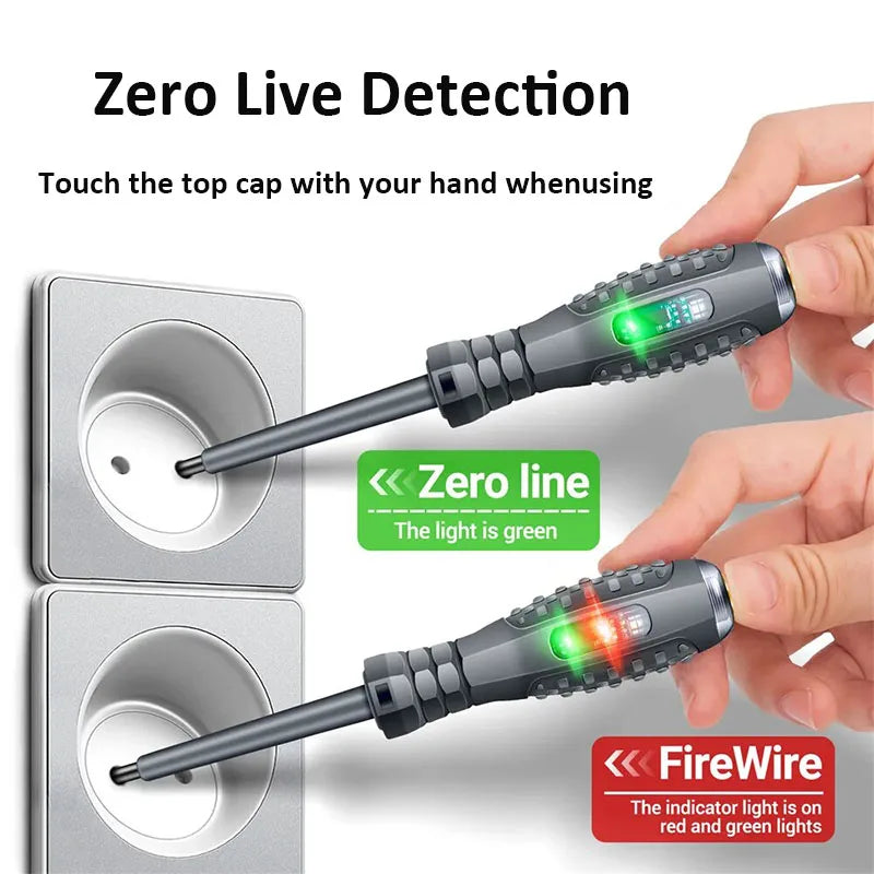 2PCS Electrician Voltage Tester Screwdrivers – 12-220V AC/DC Insulated Word & Cross Tips for Safe Electrical Work