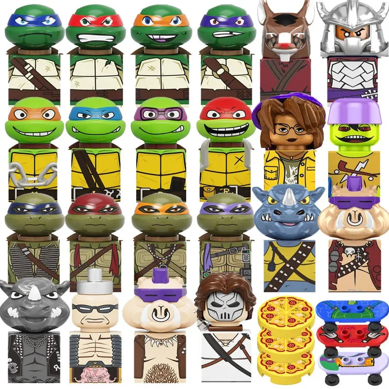 Ninja Turtles Building Block Action Figures – Leonardo, Raphael, Michelangelo, Donatello, Shredder & Splinter Cartoon Movie Toy Set
