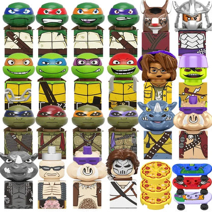 Ninja Turtles Building Block Action Figures – Leonardo, Raphael, Michelangelo, Donatello, Shredder & Splinter Cartoon Movie Toy Set