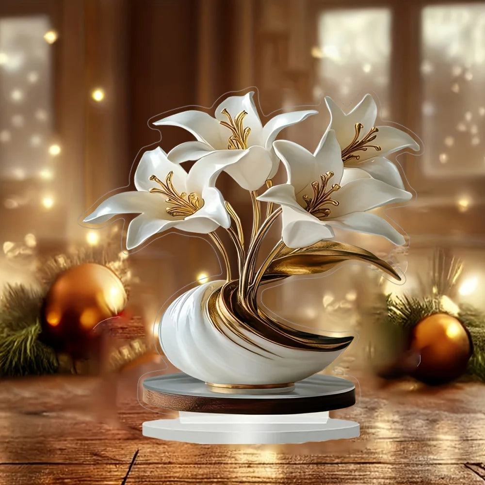 2D Acrylic Lily Light – Luxury Floral Decorative Lamp for Home, Living Room & Christmas Scenes