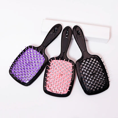 Tangled Hair Combing Massage Brush — Hollow Curly Hair Salon Brush for Real Hair & Wigs