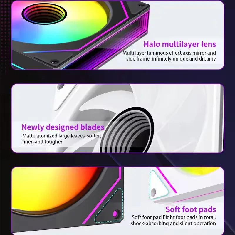 ICE Whale Prism 7 PRO ARGB 120mm PC Case Fan – Infinity Mirror Design with 4-Pin PWM, Motherboard Sync, and CPU Cooling Fan