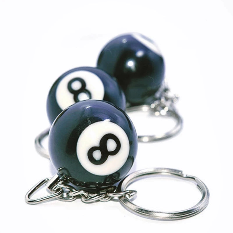 Creative Billiard Pool Keychain – Lucky Black 8 Ball 25mm Resin Jewelry Gift