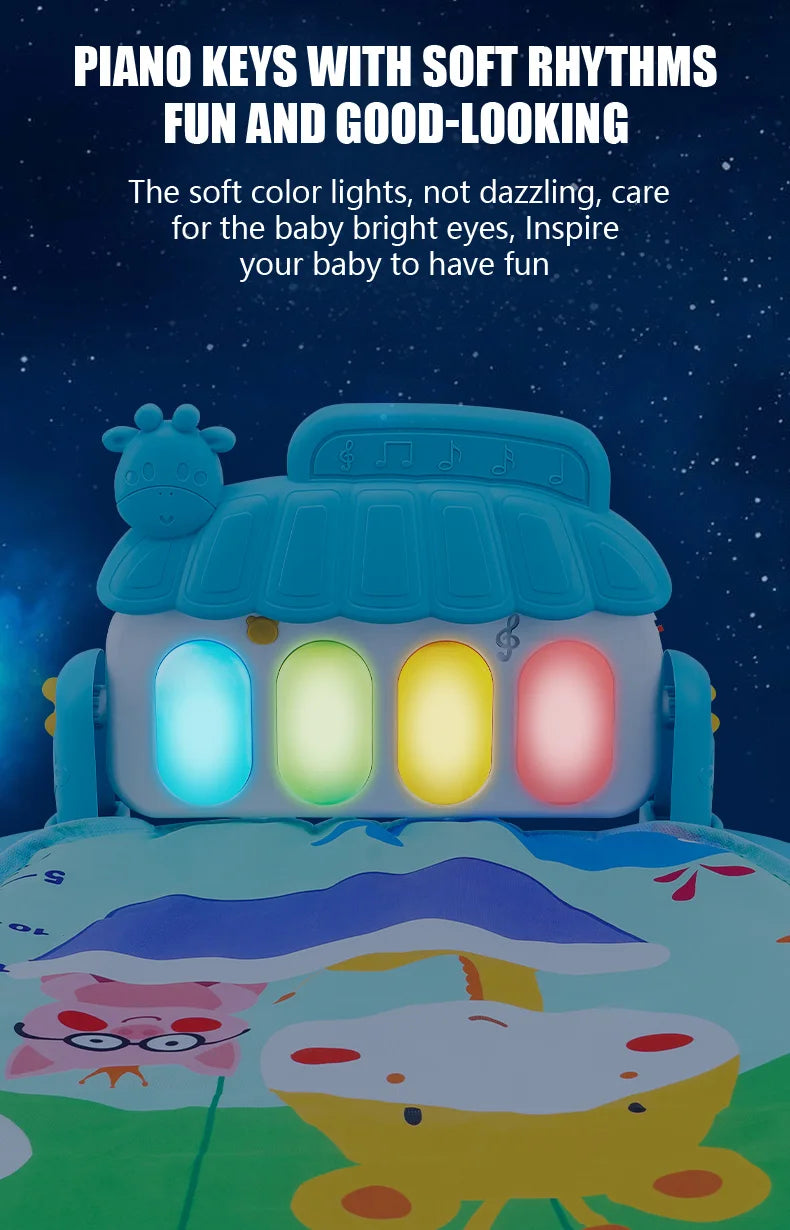 Baby Fitness Stand Music Play Gym – Newborn Piano Crawling Blanket & Pedal Activity Toy for Early Education (0-36 Months)