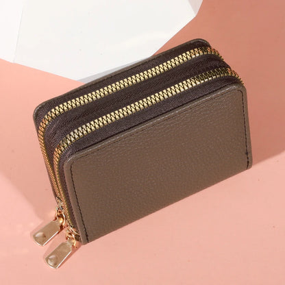 Women’s Zipper Short Purse – Lychee Pattern, Large Capacity Multi-Card & Coin Holder