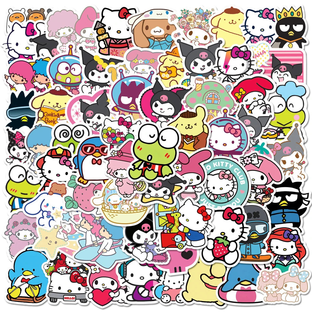 Kawaii Kuromi, My Melody & Hello Kitty Stickers - Cute Cartoon Decals for Laptops, Diaries, Scrapbooks, and DIY Decorations